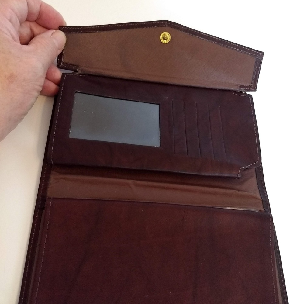 VINTAGE BROWN/BURGUNDY TOP GRAIN COWHIDE WALLET - Picture 5 of 7